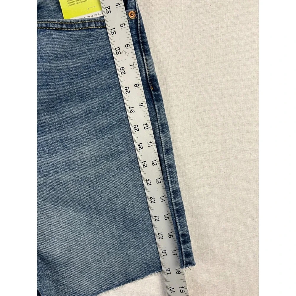 Levis 412 Slim Shorts Mens 34 Blue Denim Cut Off Raw Hem Performance Stretch NEW